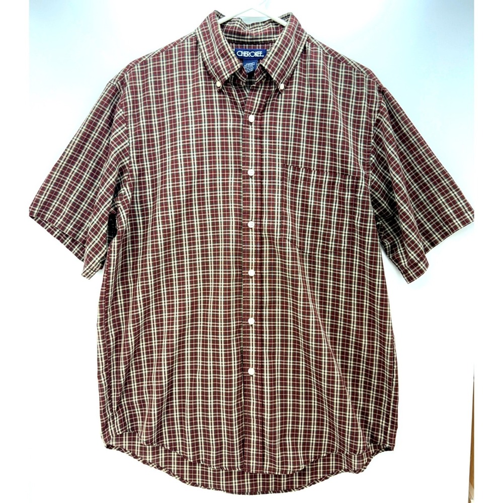 Cherokee Mens Plaid Button Down Shirt Sz Medium Preppy Grandpa Academia‎ Classic